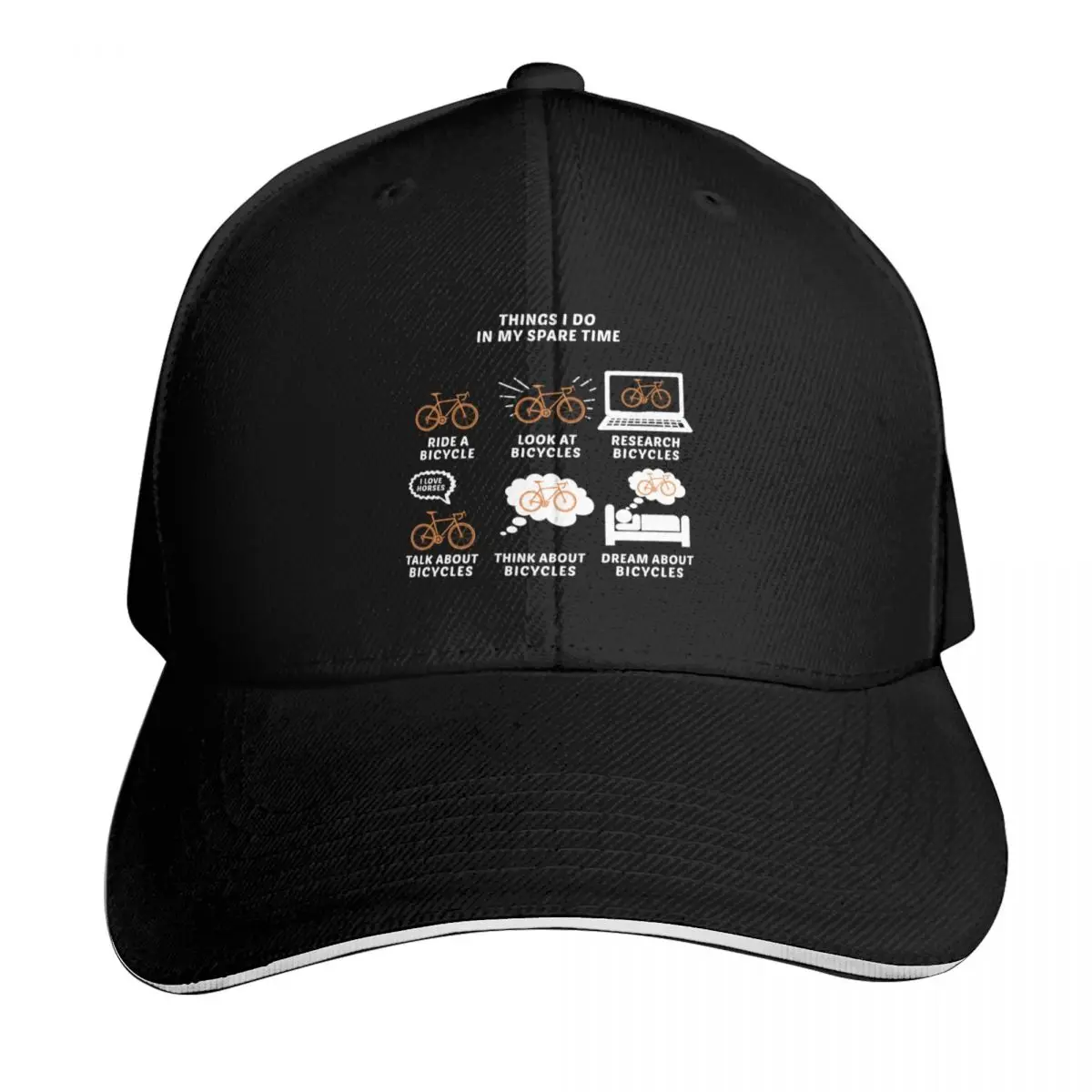 Cyclig Spare Time, Funny Cycling, Cyclist Quote Baseball Cap Casual Daily Wear Quick Dry Performance Cotton Twill Breathable