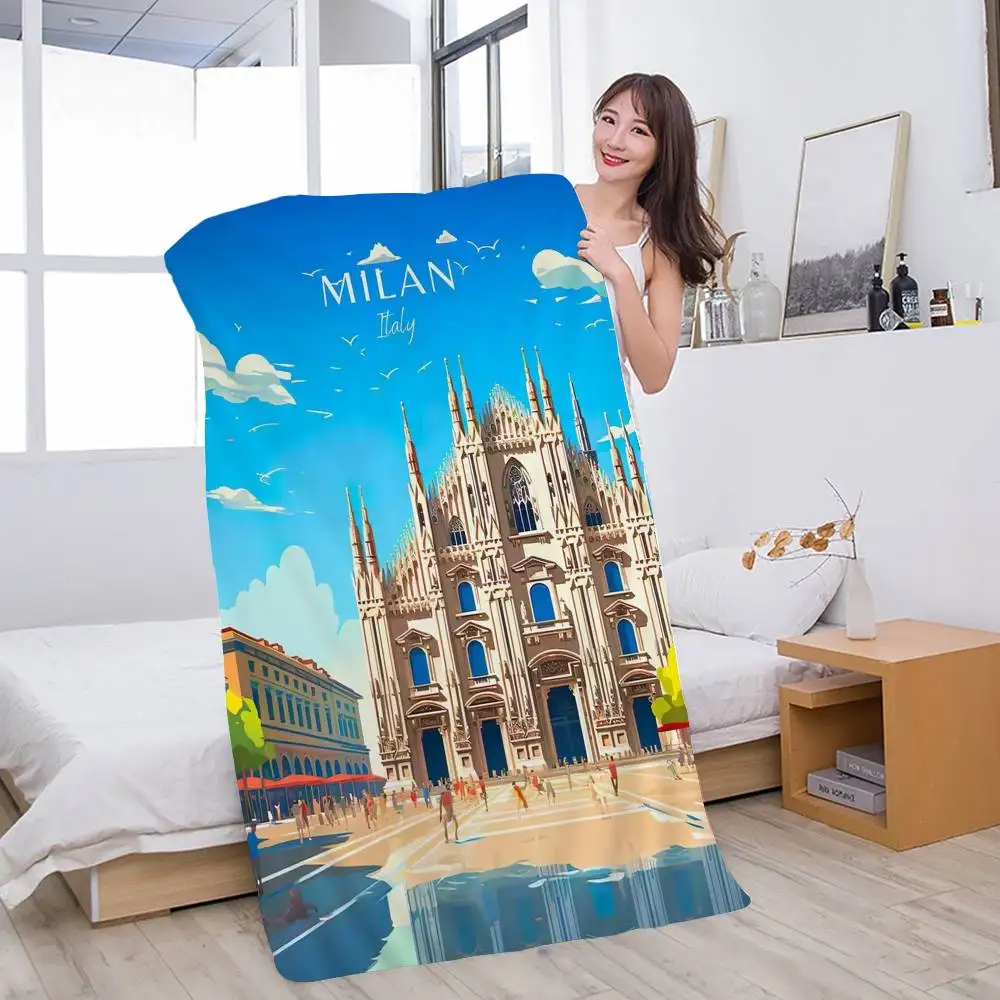 Italy City Travel Bath Towel Microfiber Soft Water Absorbing Breathable For Girl Kids Decorative Cartoon Beach Towel