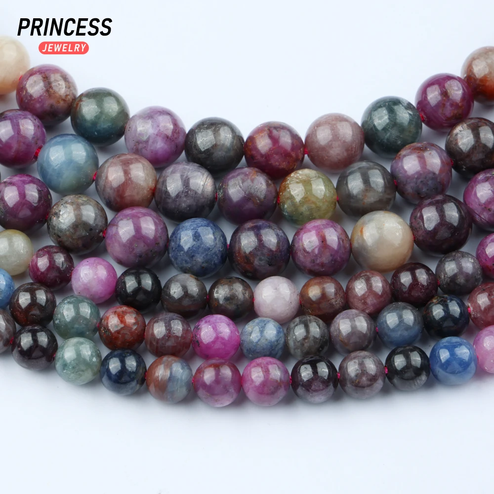 A+ Natural Mixed Ruby Sapphire Without Any Treatment 6mm 8mm Loose Beads for Jewelry Making Wholesale Stone Beads DIY Accessori