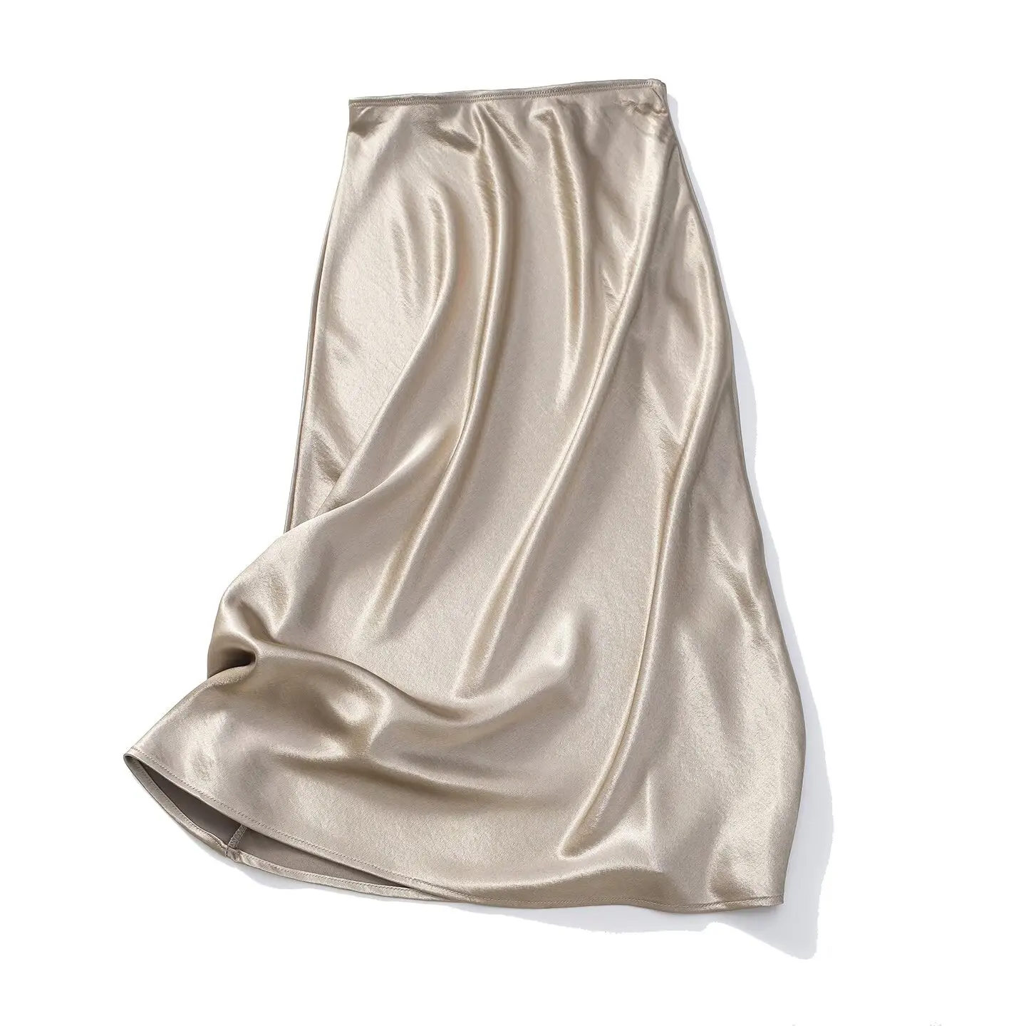 TFAFXY Eleganter Schicker Satin-Rock für Damen mit Elastischem Bund Langer Gerader Rock Neue Mode 2026 Herbst-Feiertags-Partyrock – Detail 2