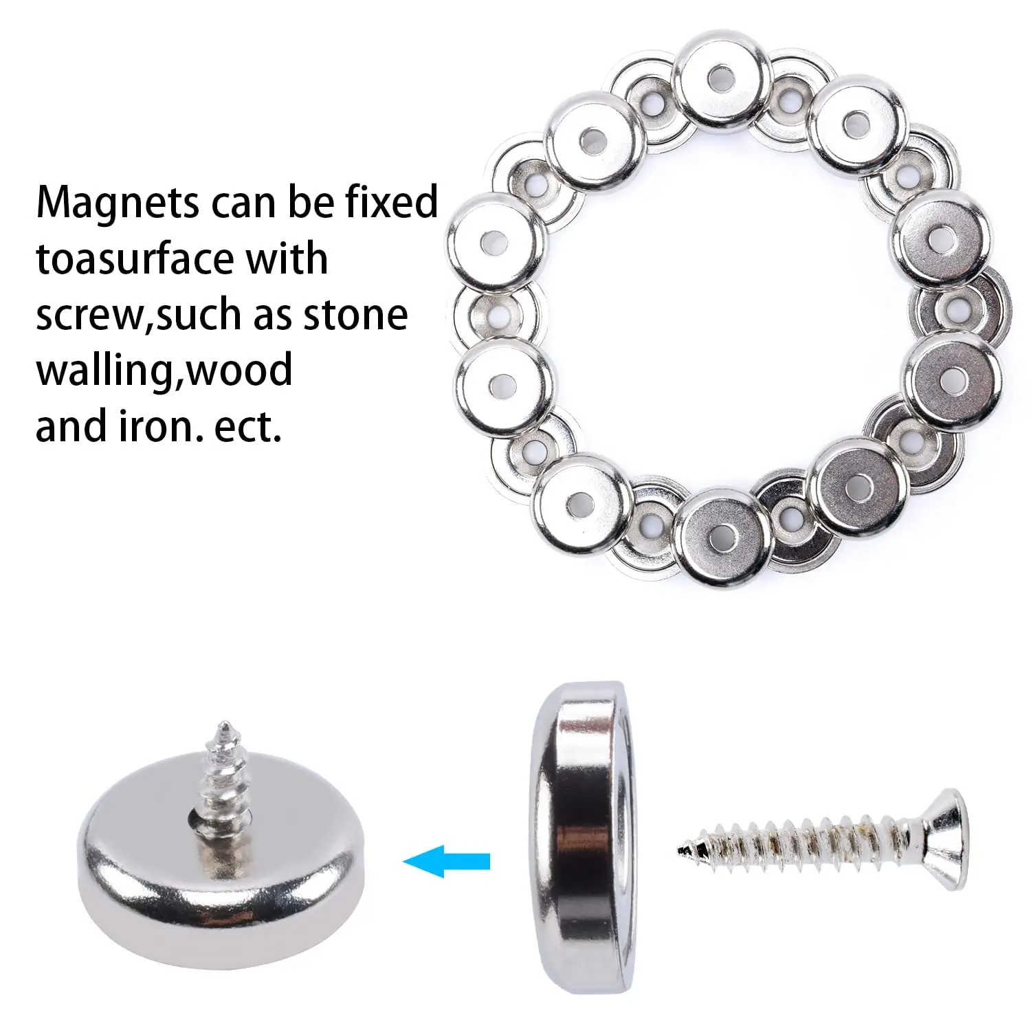 Super Strong Round Cup Neodymium Magnets Heavy Duty, Ring Rare Earth Magnets with Holes, Countersunk Hole Pot Magnets