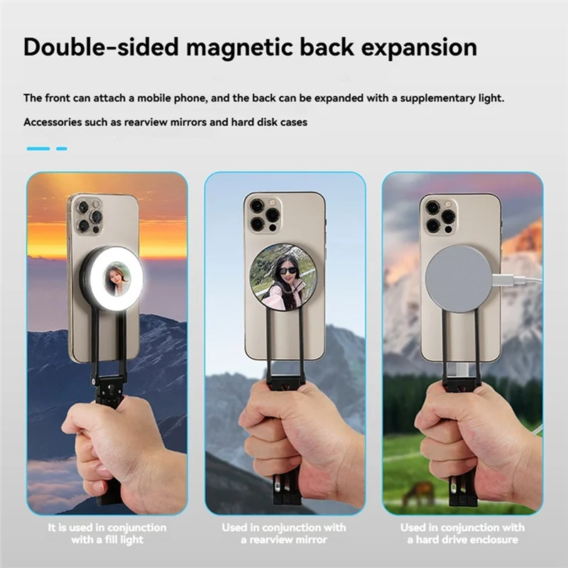 Foldable Phone Stand With Fill Light Mini Mobile Phone Desktop Stand Selfie Holder For Magsafe Iphone 16 15 14