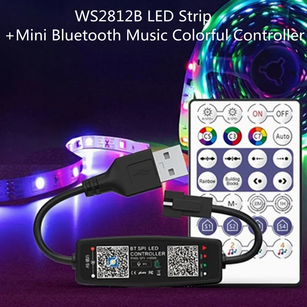 

DC5V WS2812B LED strip with addressable LED30/60leds/m with Wii music Bluetooth USB controller kit DC5-24V dream color RGB LED