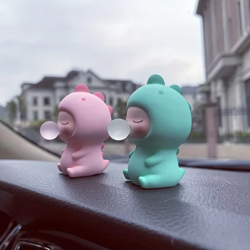 Picture 5: 1pc Bubble Dinosaur Car Decoration, Small Cute Creative Figure Car Interior Decoration