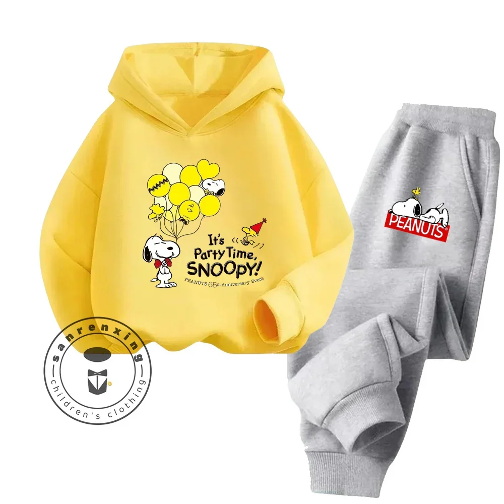 Snoopy Spring & Autumn Kids Boys & Girls Hoodie Pants Set Cartoon Snoopy Print Cute Casual Kids Clothing Set Sweatshirt Casual