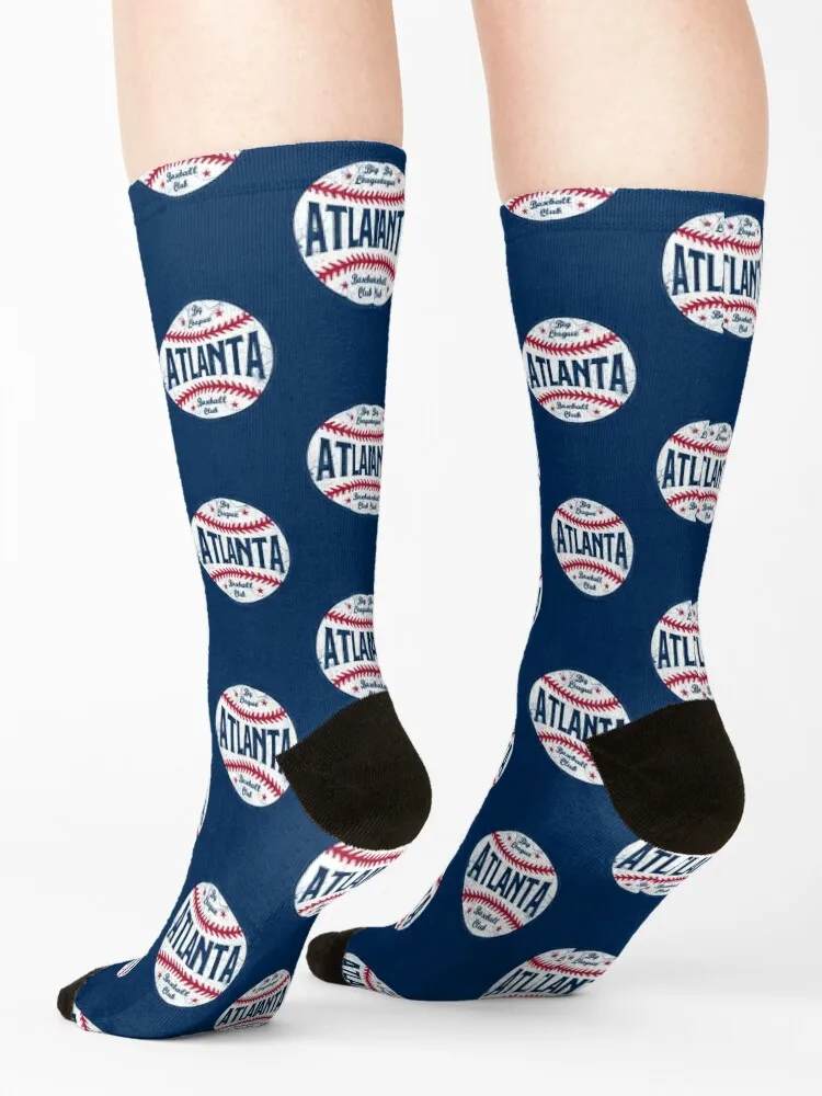 Atlanta Retro Big League Baseball - Navy Socks Stockings ankle tennis Wholesale Socks Girl Men's