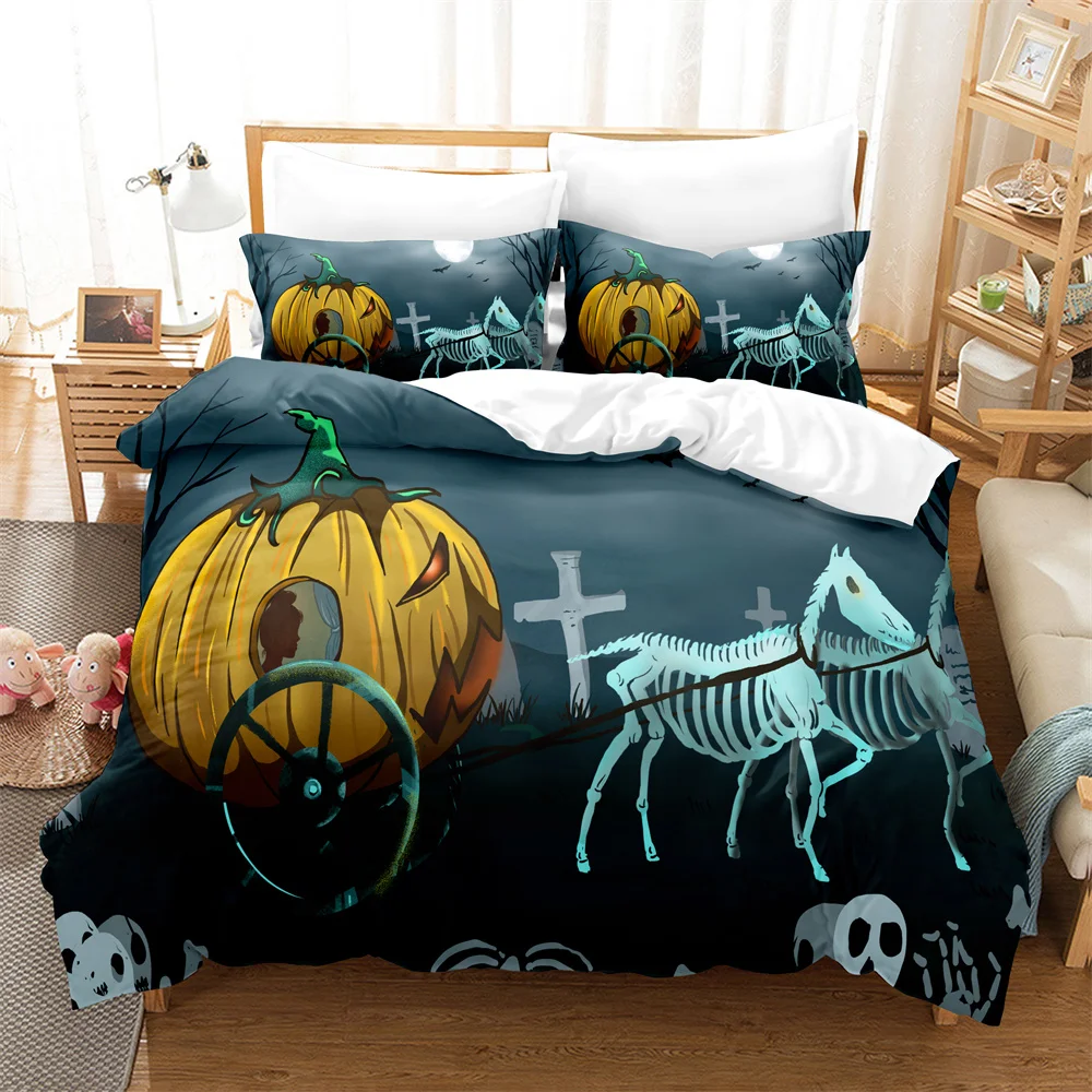 

3PCS Carriage pumpkin Bedding Sets Home Bedclothes Super King Cover Pillowcase Comforter Textiles Bedding Set