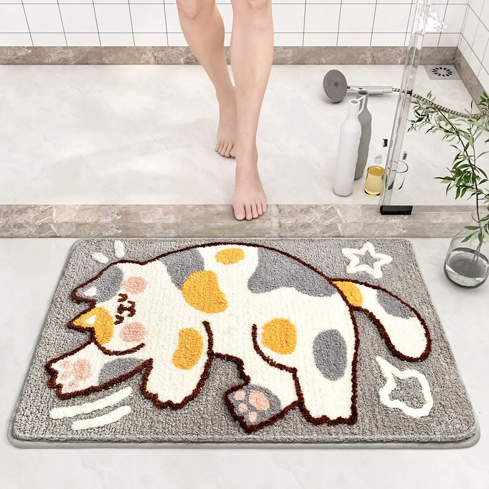 

New Cartoon Bathroom Anti Slip Floor Mat Carpet Household Plush Bathroom Floor Mat Bedroom Entrance Mat Washroom Floor Mat