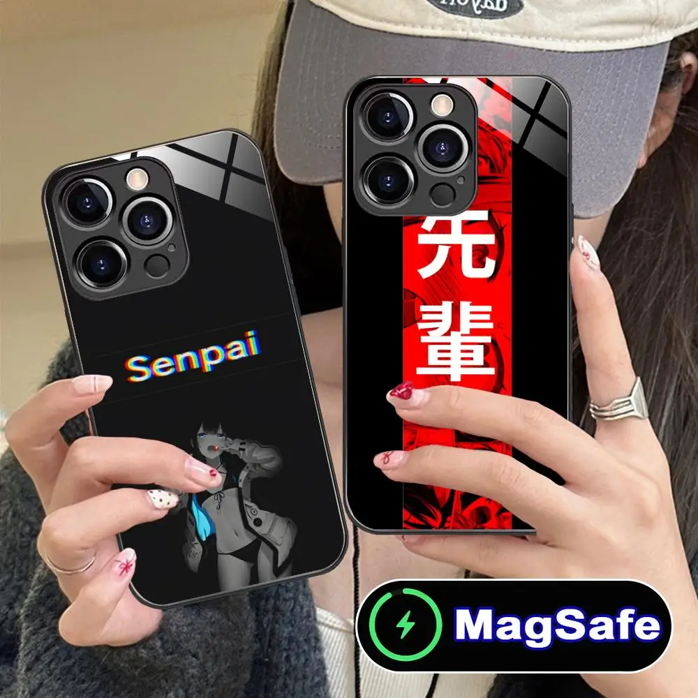 

Чехол для мобильного телефона Hentai Senpai Waifu для iPhone 16, 15, 14, 13, 12, 11 Pro Max Plus Mini MagSafe, стеклянный цвет, защитное красивое