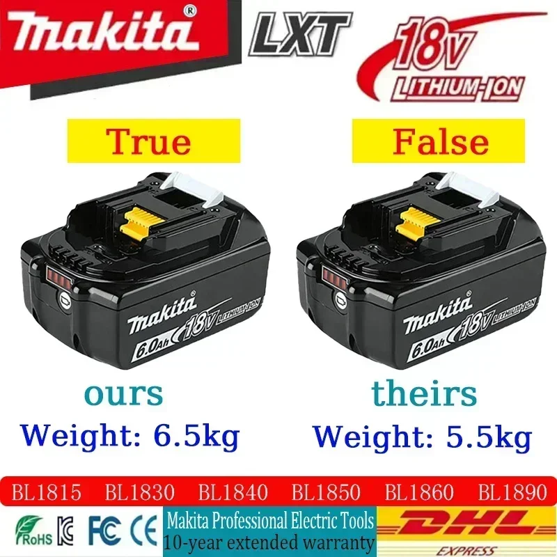 Original Makita 5000mAh/6000mAh Reliable for Makita 18V Battery BL1830B BL1850B BL1850 BL1840 BL1860 BL1815 Replacement Battery