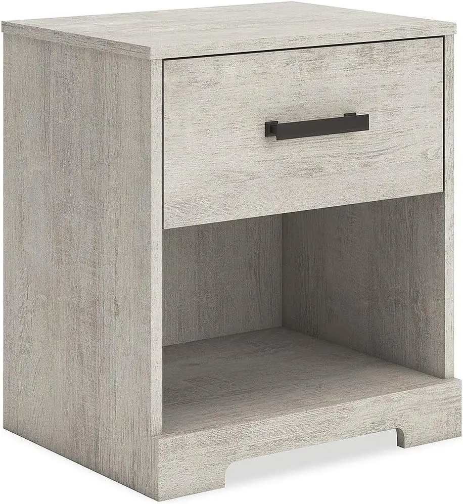 Ashley Shawburn Nightstand Sleek Whitewawash Design Bedside Side Table Compact Bedroom Storage Nighttime Essentials