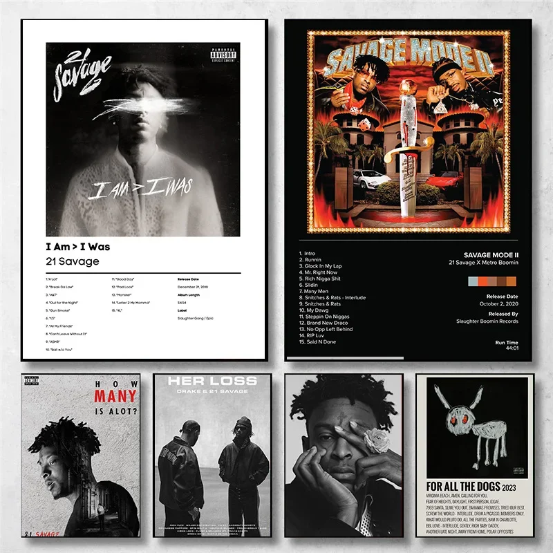 الهيب هوب مغني الراب 21 سافاج ، أنا كنت وحشية ألبوم الموسيقى ملصق فني حائط لوح رسم يطبع صورة غرفة المعيشة ديكور المنزل #1