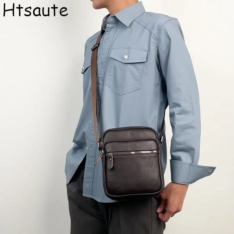 

PU Leather Men's Shoulder Bags Waterproof Business Leisure Crossbody Handbag with Multi-Layer Portable Male's Bag hombre