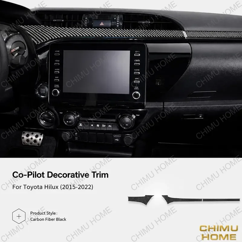 【CHIMU HOME】 Real Carbon Fiber Interior Trim Kit for Toyota Hilux 2015-2022 Central Control Dashboard Decor