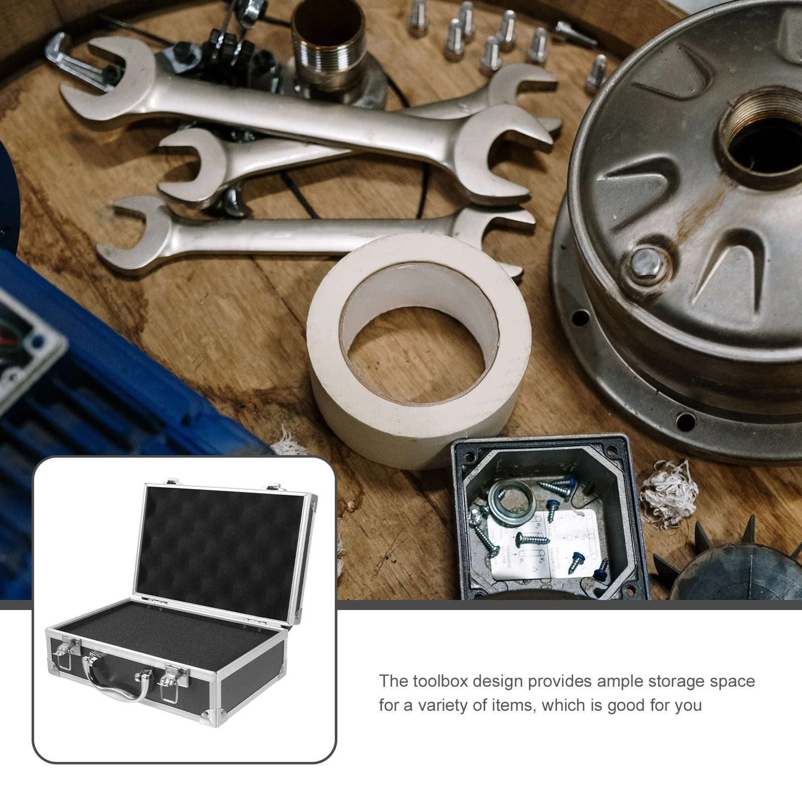 Safe Portable Aluminum Alloy Tool Box Toolboxes Suitcases Storage 257X165CM Tools Handle Carrying Containers