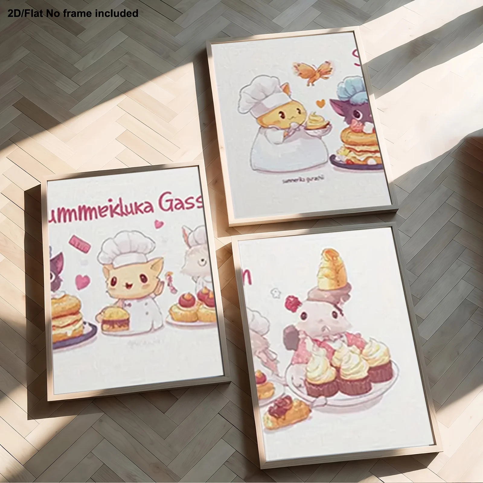 3 шт., декоративные картины для гостиной, 2D безрамное холст, качество изображения высокой четкости, 3 очаровательных аниме-холста с медведем Pri