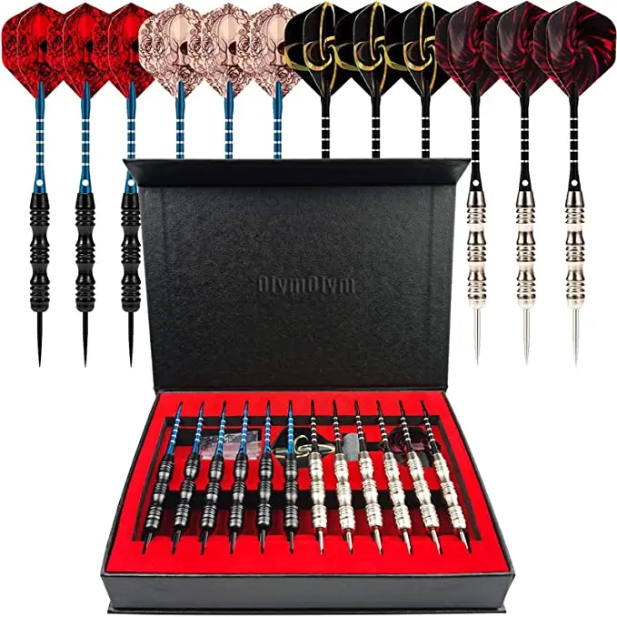 

22g 23g 12pcs Darts Set Safety Steel Tip Darts Handle Dart Shafts Flights Indoor Sports Entertainment Practice Shooting Throwing