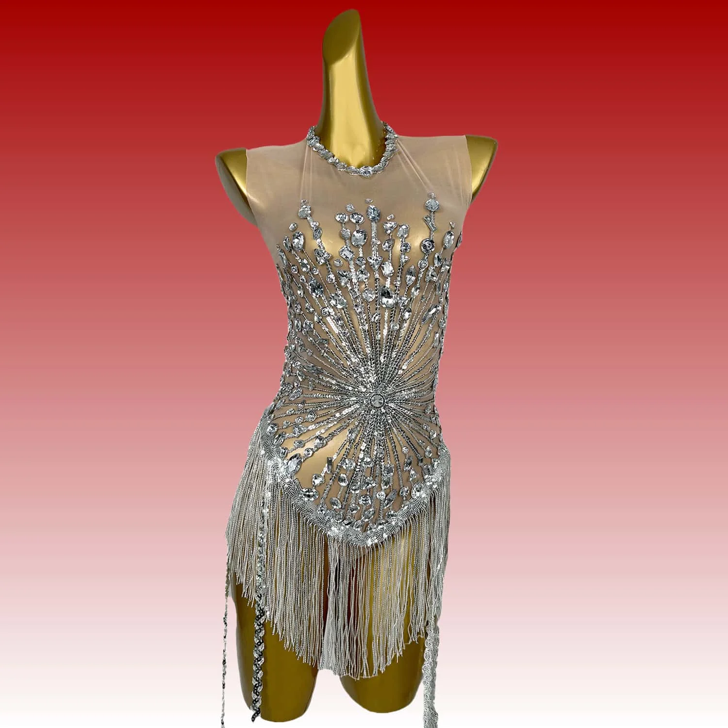 Shuihua Women Sexy See Through Diamonds Long Tassels Bodysuit Luxury Evening Party Bar Nightclub Stage Performance Singer Outfit