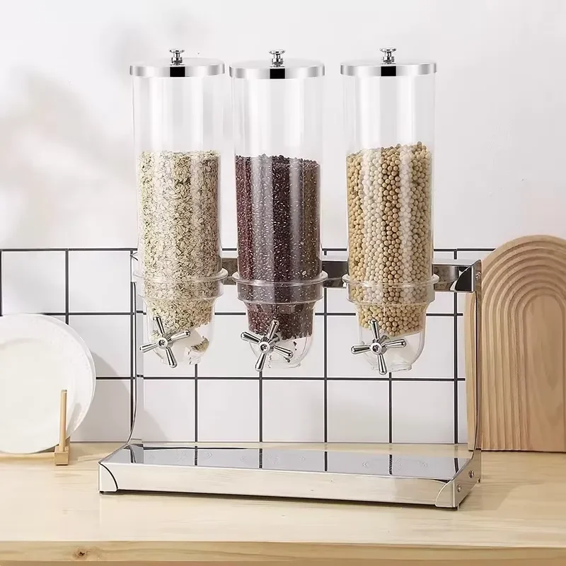 Transparent Grain Dispenser Airtight Food Storage Container for Kitchen Pantry Organization Easy View Sealed Cereal Rice