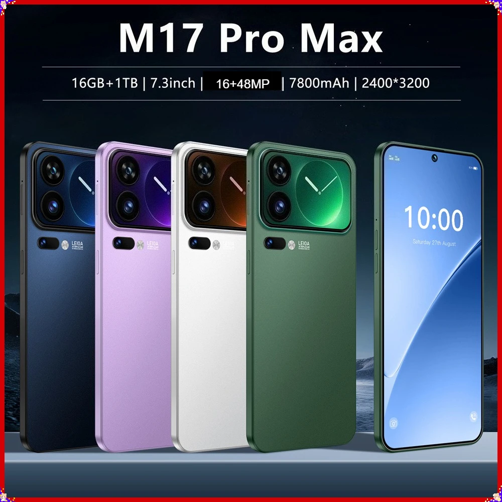 Neue Smartphones mit 7,3-Zoll-HD-Display, 5G, für 17 Pro Max, 22G+2TB, günstiges Handy, Android, freigeschaltet, 7800mAh, Dual-SIM-Karte