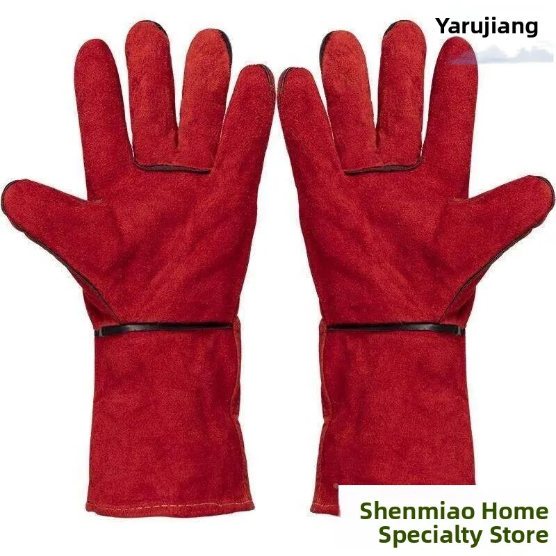 Thickened Long Cowhide Gloves Pet Training Dog Biting Prevention  Scratching Resistance Home Use Protective Gloves for Ladies