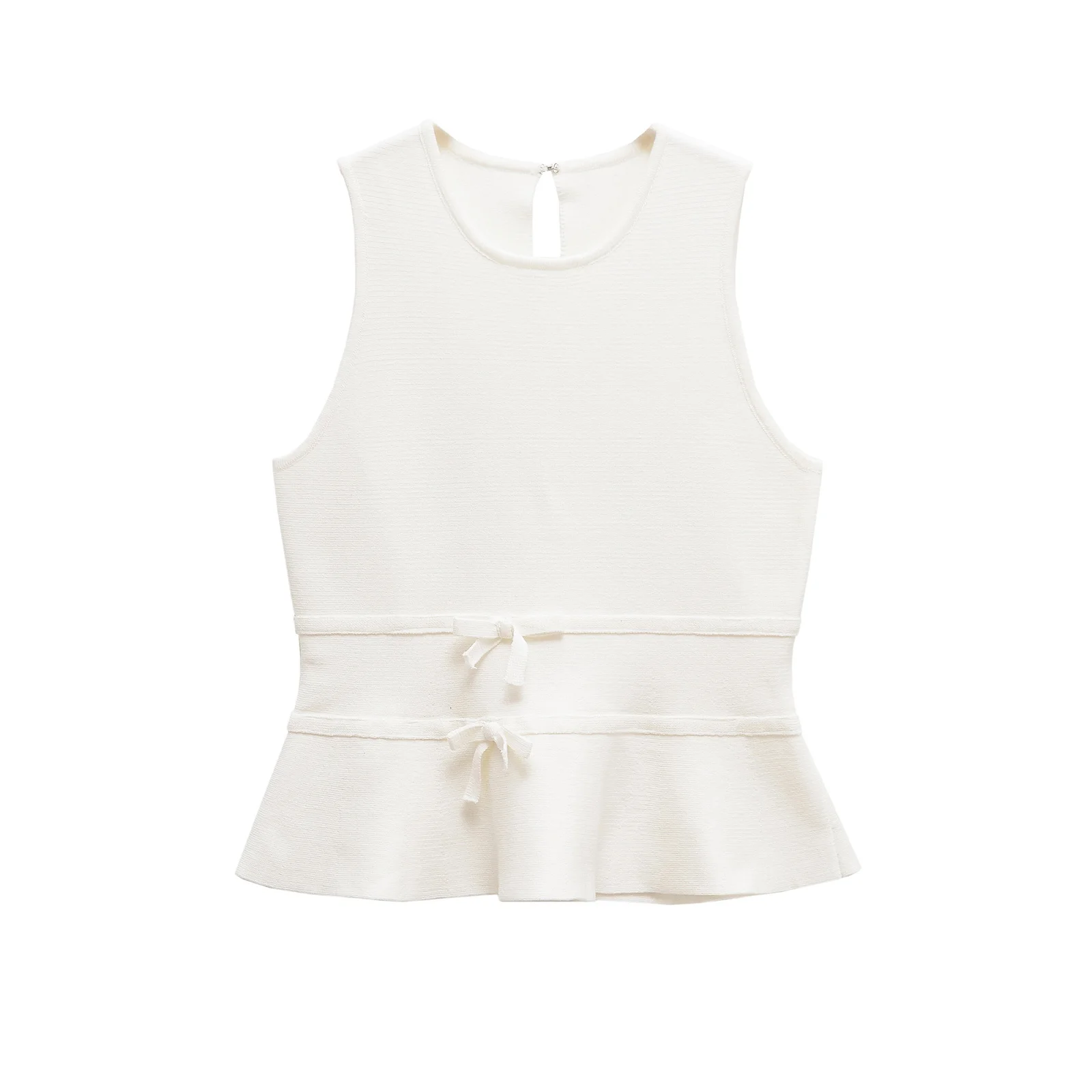 

женский вязаный топ с короткой юбкой в стиле подол и украшением в виде банта, однотонный темпераментный летний новый вязаный топ