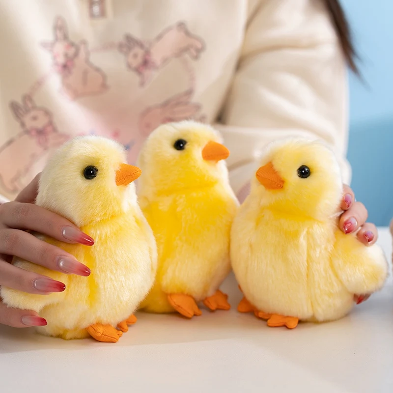 13cm Imitation Fluffy Chicken Plush Toys Kawaii Lifelike Yellow Hairy Small Chicken Stuffed Dolls  Lovely Giant Cartoon Toy