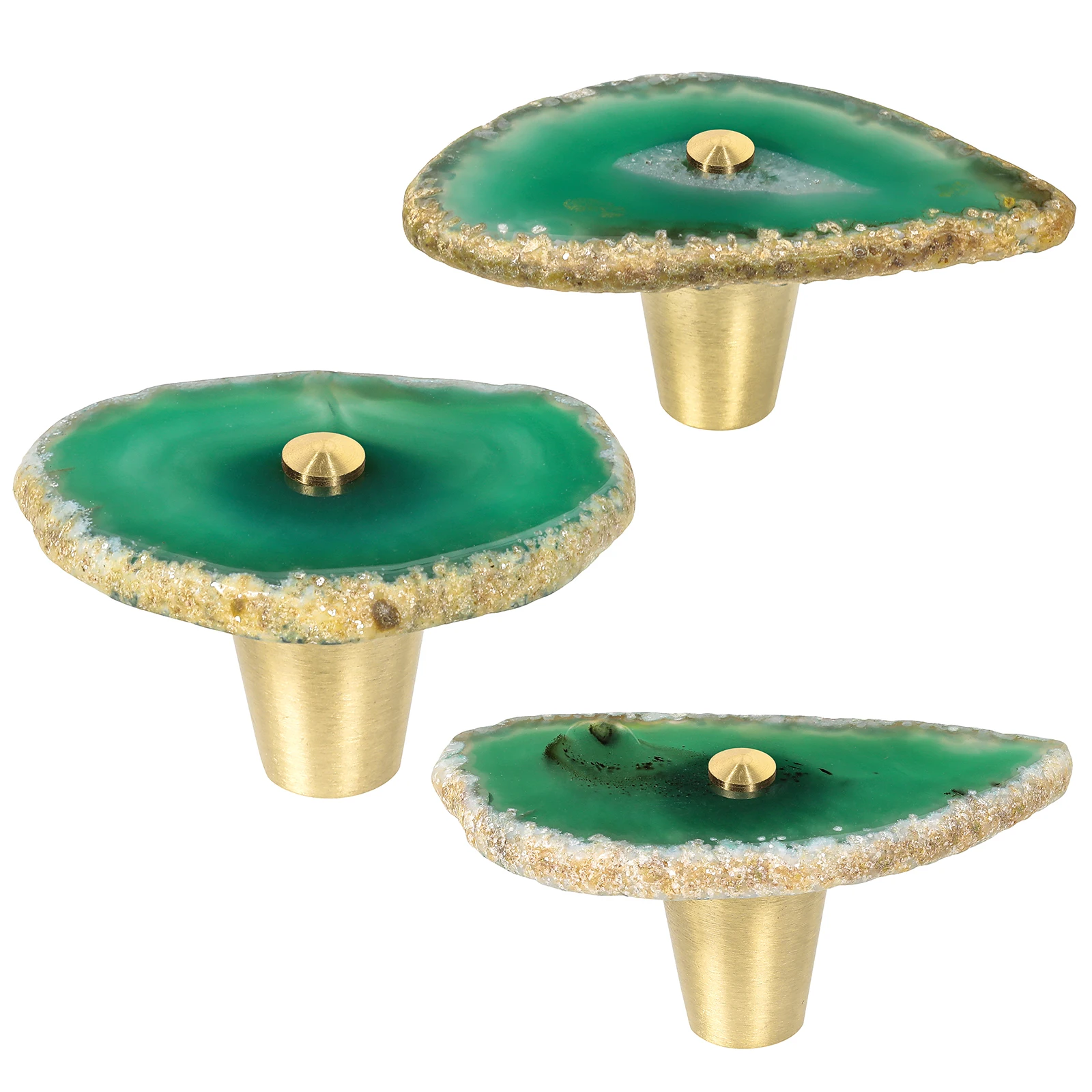 2Pcs/Lot Agate Slice Drawer Cabinet Pull Knobs Brushed Brass Handle Dyed Slice Knob For Dresser Cupboard Home Furniture Decor