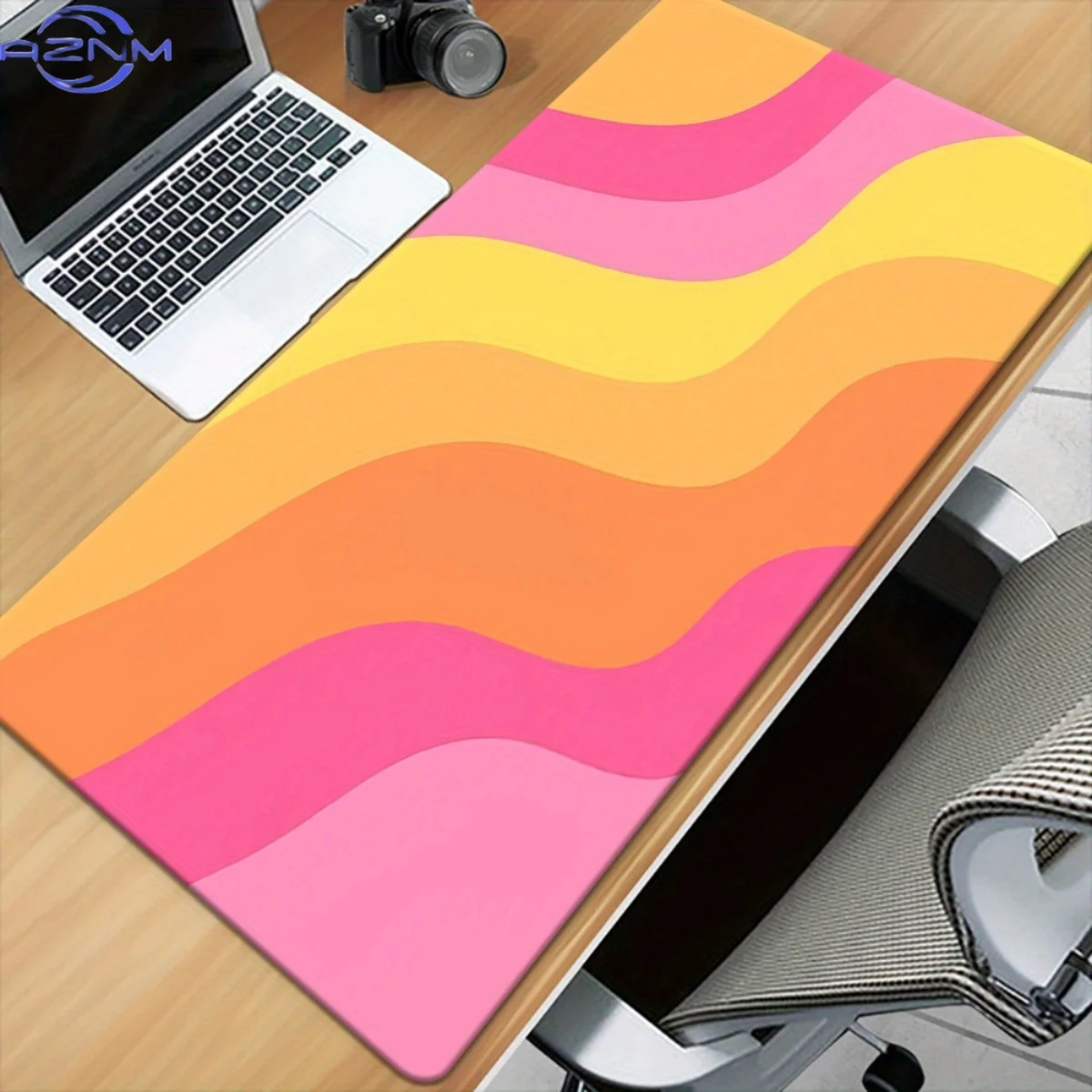 [Ideal Gift] 1pc Wave-Patterned Printed Desk Pad, Multifunctional XXL Mouse Pad, Suitable for Gaming Keyboards And Mice, Ideal f