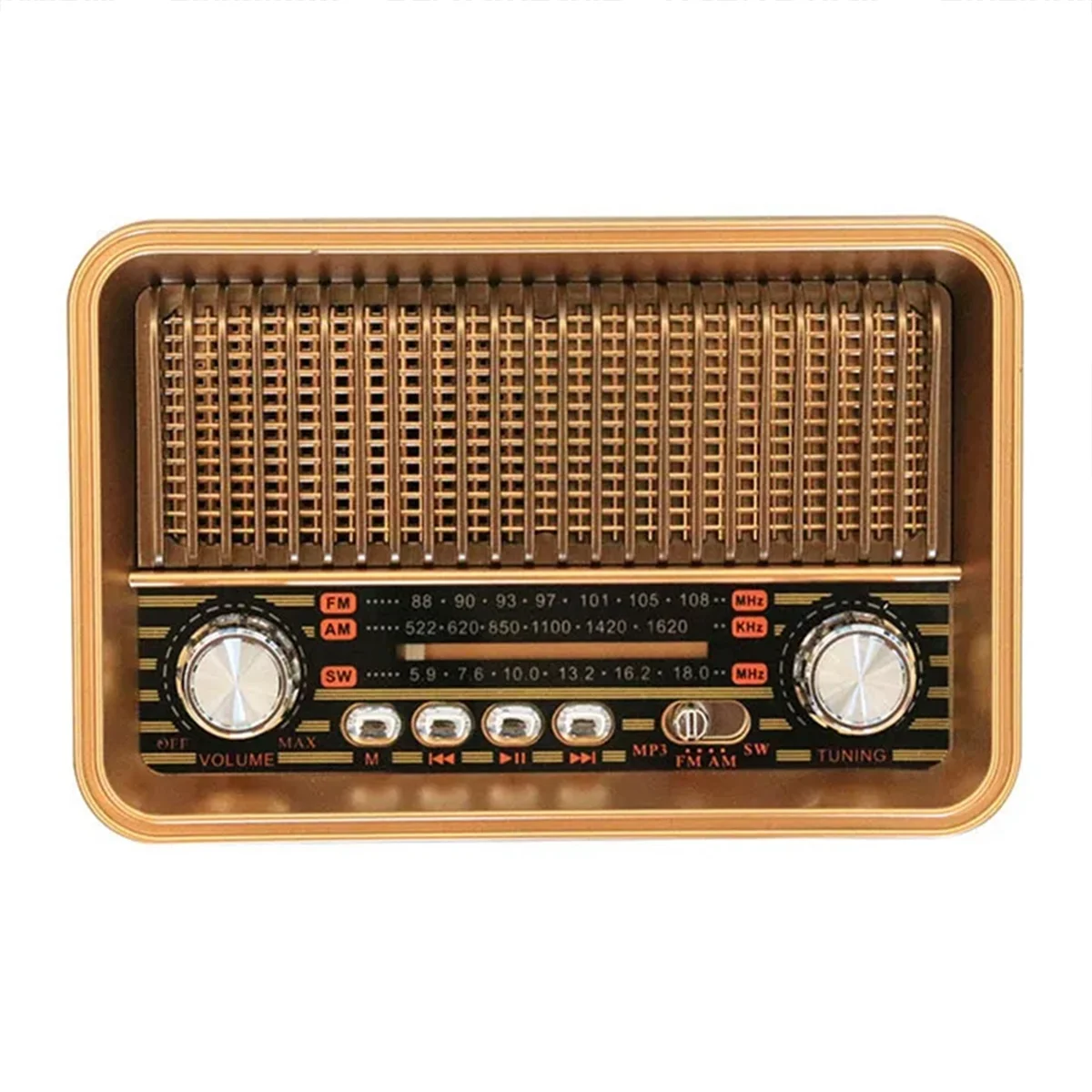 Excellent! Portable FM AM SW Radio Vintage Radio Wireless Bluetooth Speaker with LED Flashlight Support TF Card U Disk AUX
