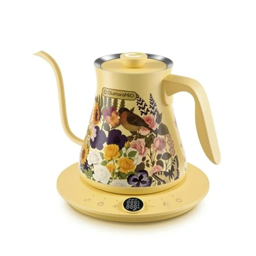 

0.8L/27oz Gooseneck Electric Kettle with 1 Precise Temperature Control for Pour Over Coffee Tea 1200W Fast Heating Auto Shut-Of