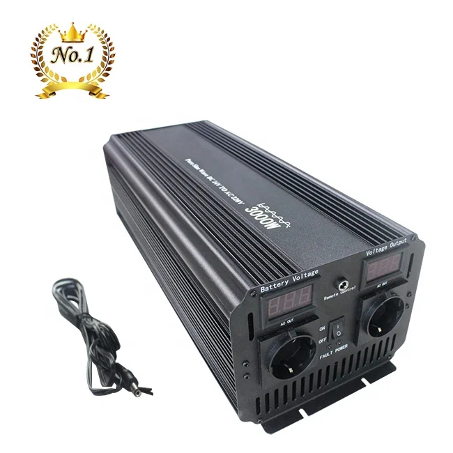 Factory Hot Sale CE ROHS 3000W Dc 12v Ac 220V/110V Pure Sine Wave Inverter with LCD Display and Wired Remote Control