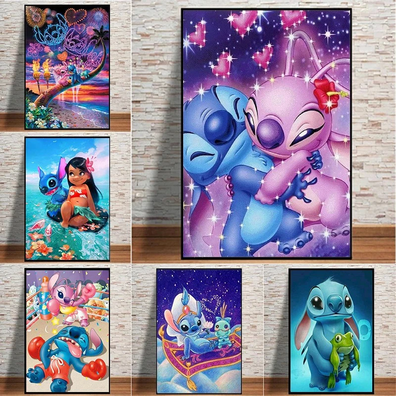 Disney Cartoon Canvas Painting Stitch Anime Characters Poster Wall Art Print Mural Picture Children's Room Home Decoration Gifts