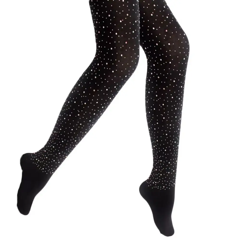 Thick Pantyhose Figure Skating Pants Gymnastics Bling Crystal Ice Skating Socks Shining Stretchy Rhinestone Tights Autumn Winter