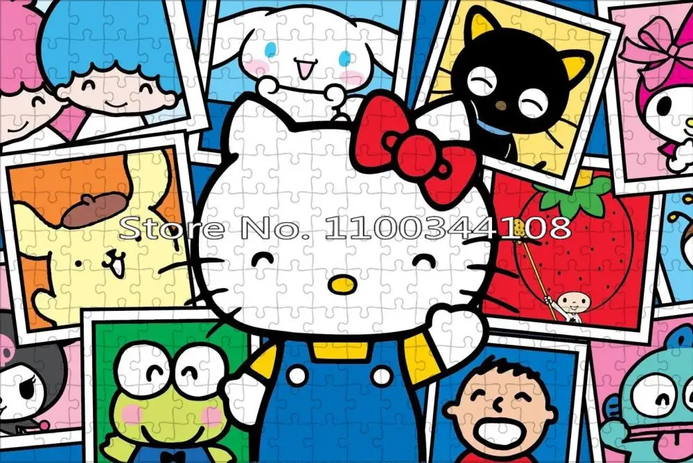 Sanrio Characters Wooden Puzzle 35/300/500/1000 Pieces Hello Kitty Jigsaw Puzzles for Children Intelligence Game Handmade Toys