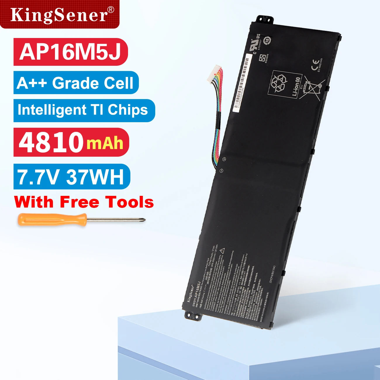 

KingSener AP16M5J Laptop Battery Acer Aspire 1 for Aspire 3 A315-21 A315-51 ES1 A114 A315 KT.00205.004 7.7V 4810mAh 37WH