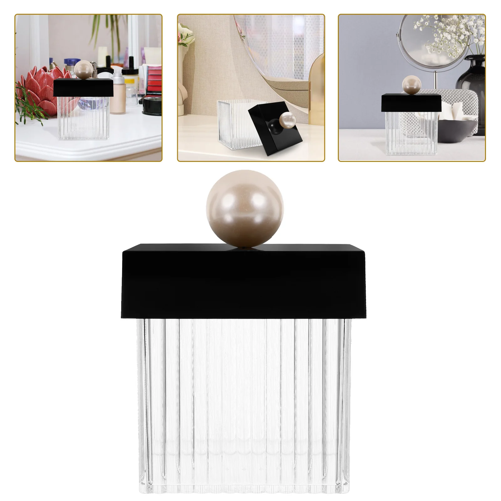 

Acrylic Storage Box Cotton Swabs Holder Cotton Pad Case Organizer Small Box For Bathroom Bedroom Desktop Use
