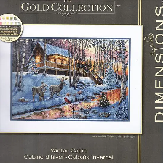 DIM 08976 Winter Forest Lodge Counted  11CT 14CT 18CT 28CT  Dark Blue Fabric Cross Stitch Embroidery Needlework Sets Home Decor