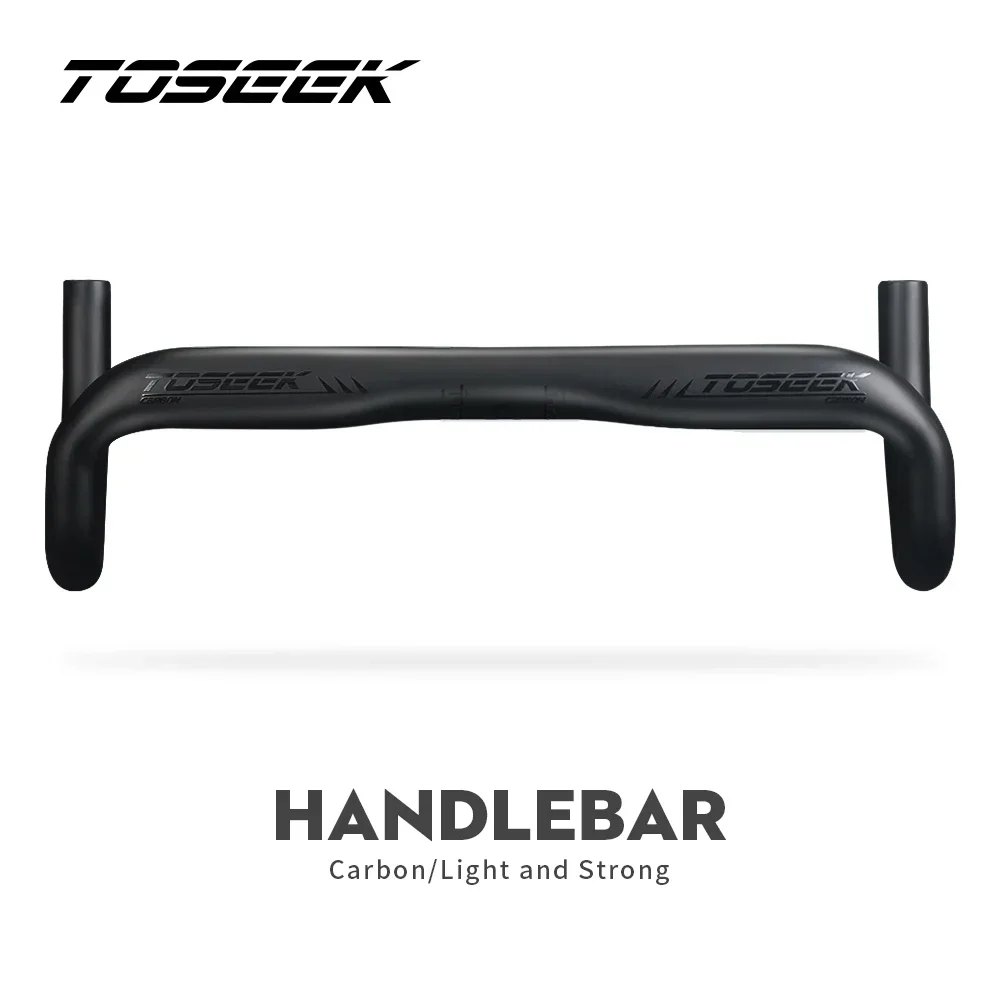 TOSEEK Carbon Fiber Road Racing Bicycle 440mm Handlebar External Routing Lightweight Black Matte Parts Clamping Diameter 31.8mm