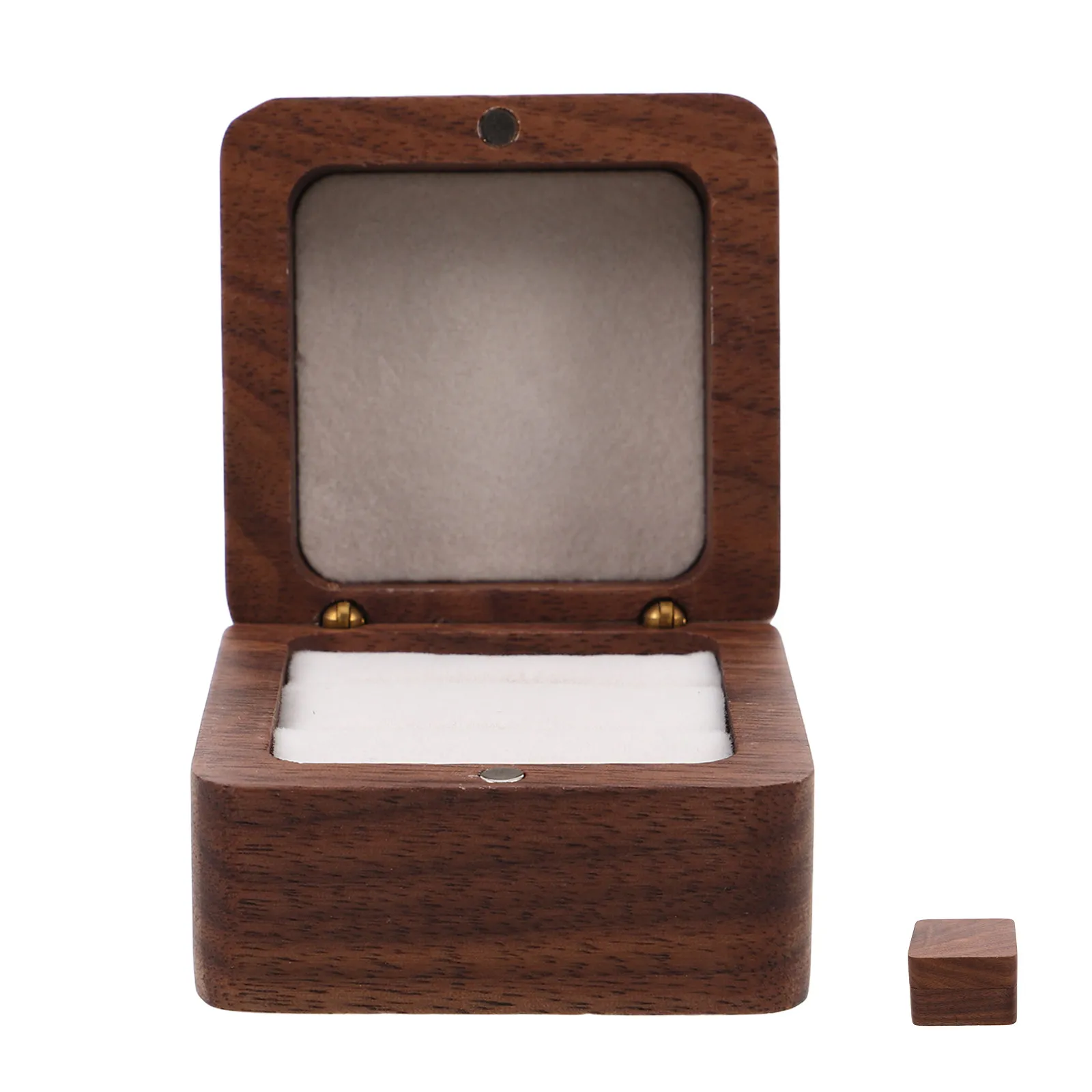 

Mini Wood Jewelry Box Travel Size Ring Holder Earrings Pendant Container Wedding Ceremony Proposal Gift Decorative Organizer