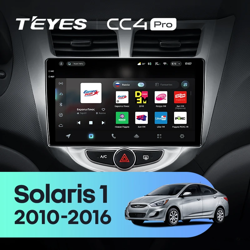 TEYES CC4 PRO For Hyundai Solaris 1 2010 - 2016 CarPlay Android Auto 2DIN Car play Radio Multimedia Stereo