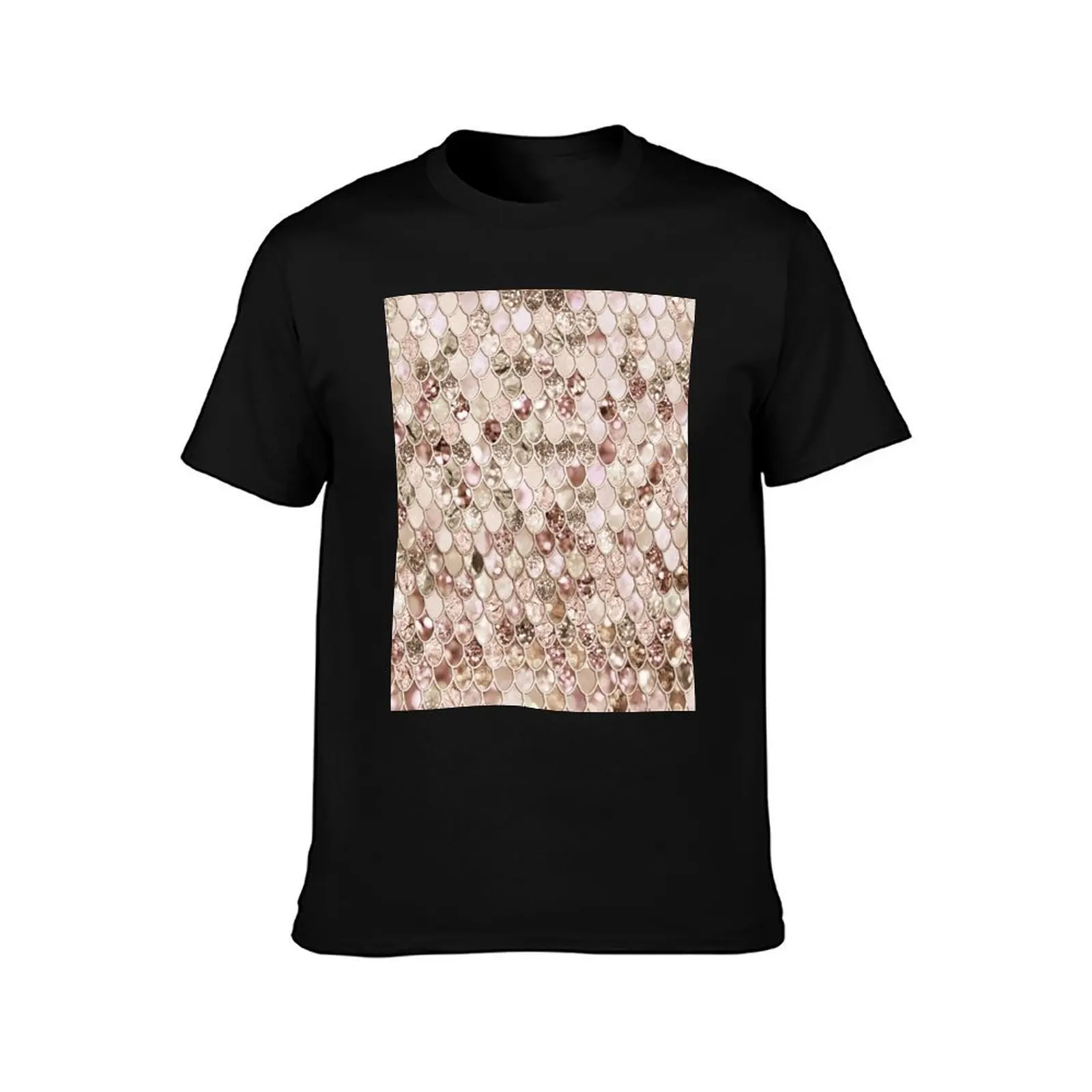 Rose Blush Mermaid Glitter Scales T-Shirt Big Size Simple T-Shirt