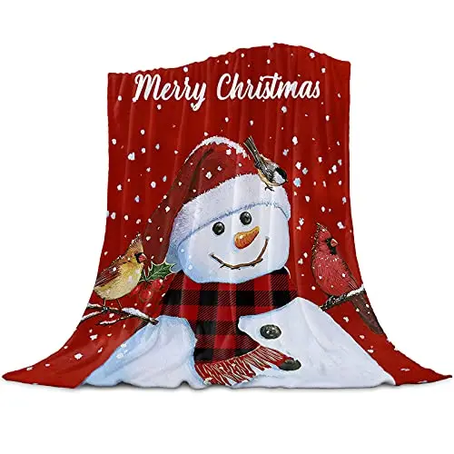 

Merry Christmas Flannel Fleece Blanket, Super Soft Cozy Snowflake Xmas Tree, Retro Truck Throw, Microfiber