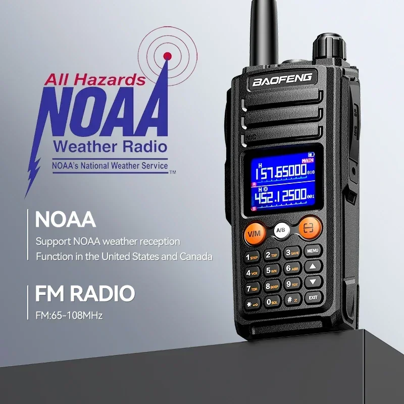 Baofeng UV-27 Walkie Talkie High Power Wireless Copy Frequency NOAA 999CH UHF VHF FM Long Range Type-C Portable Ham 2 Way Radios
