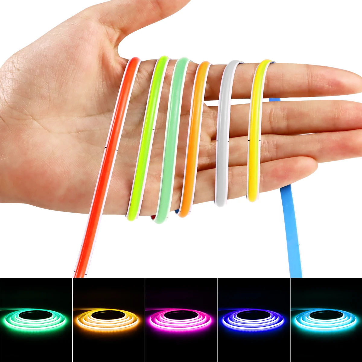 

5mm Ultra Thin COB LED Strip Lights For Home Room Closet DIY Car Decor 12V/24V 5M High Density Neon LED Tape