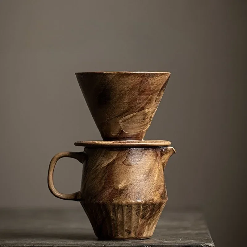 Handmade Powder Hand Drawn Coffee Pot Set Household Ceramic Filter Sharing Pot Coffee Utensil Filter Cup Set - view 2