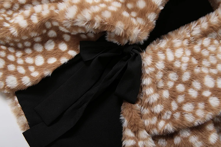 Weird Puss Deer Muster, Pelzschal + Sockenüberzug, 2-teiliges Set, Damen, Winter, warm, Schleifendekoration, umlegbarer Kragen, Party, modische Anzüge – Detail 8