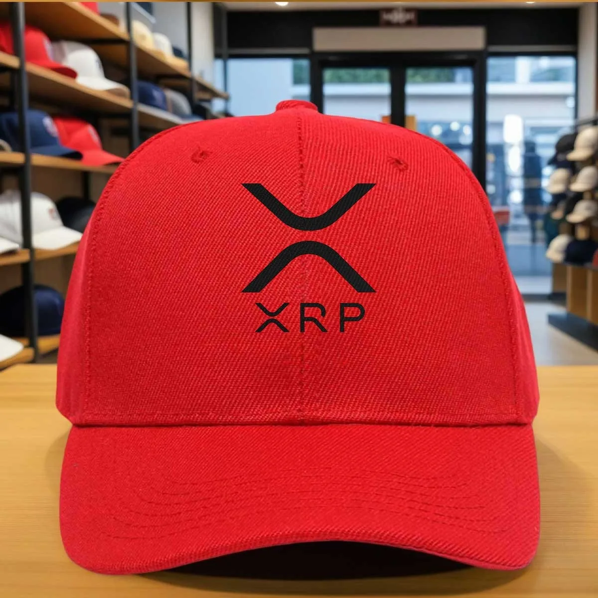 XRP Baseball Cap with Iconic Emblem - Adjustable Hook-and-Loop Hat, Black/White Suitable for,, Graduation, Machine Washable Digi