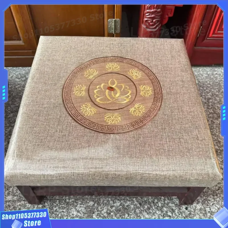 Solid Wood Lotus Meditation Stool Thickened Kneeling Pad for Buddhist Worship Ritual Sitting Cushion Repair Floor Pillow Zen