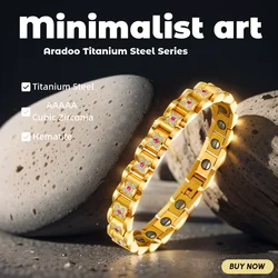 Classic Retro Titanium Steel Bracelet Zirconia Luxury Magnetic Therapy Bracelets